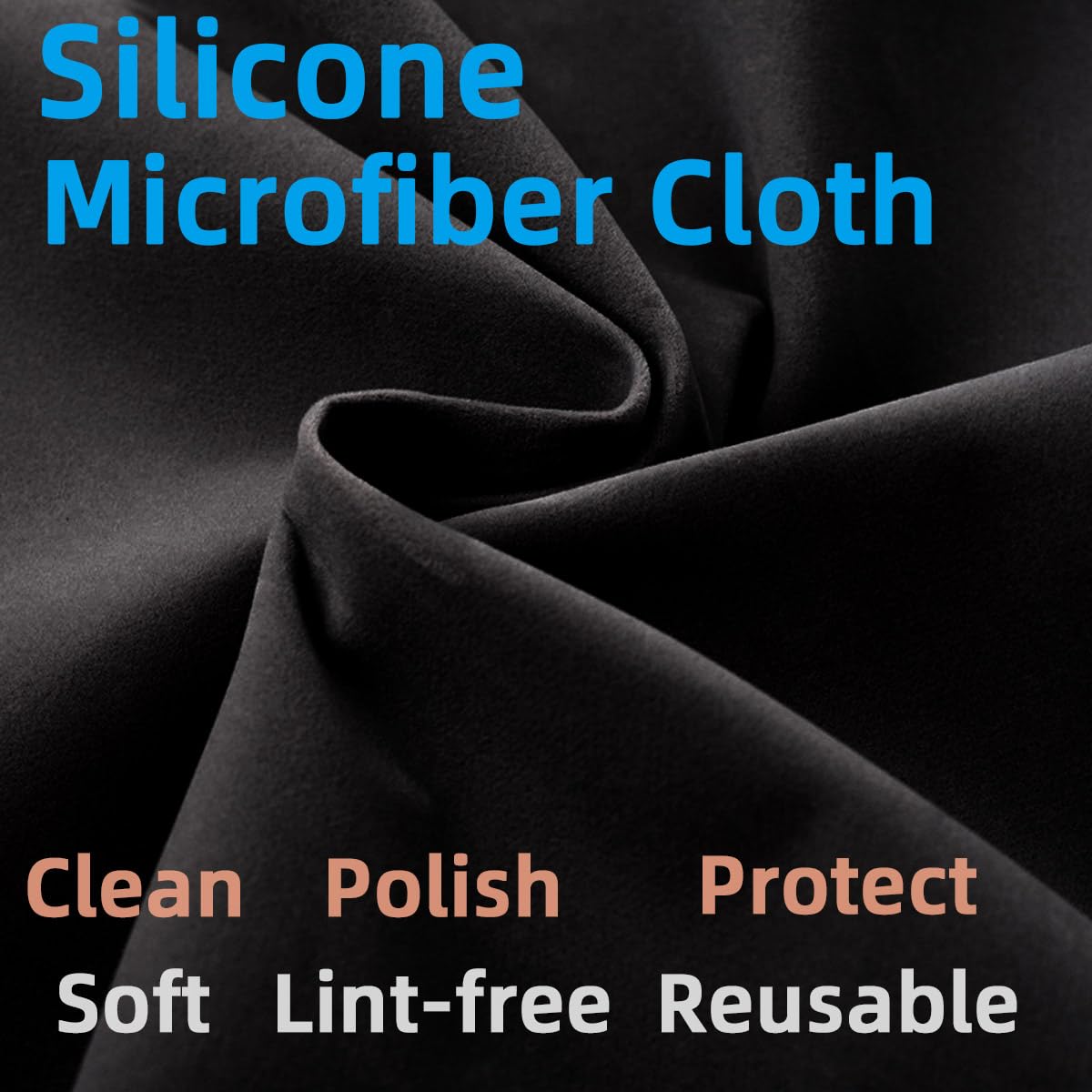 Silicone Gun Cleaning Cloth, 12"x12" Microfiber Lint Free Silicone Gun Cleaning Rags, Reusable Microsuede Cleaning/Polishing Wipes Towels for Firearms, Reels, Knives and Scopes (Black-6Pack)