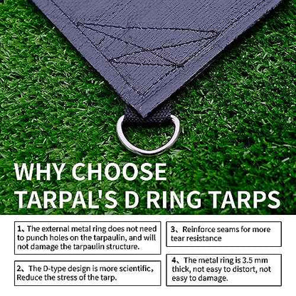 TARPAL Tarp 12x14 Feet Heavy Duty Tarps 14mil D-Ring Waterproof Tarp for Outdoors UV Protection Triangular Sewing Design Reinforced Corners and Edges£¨Black£©
