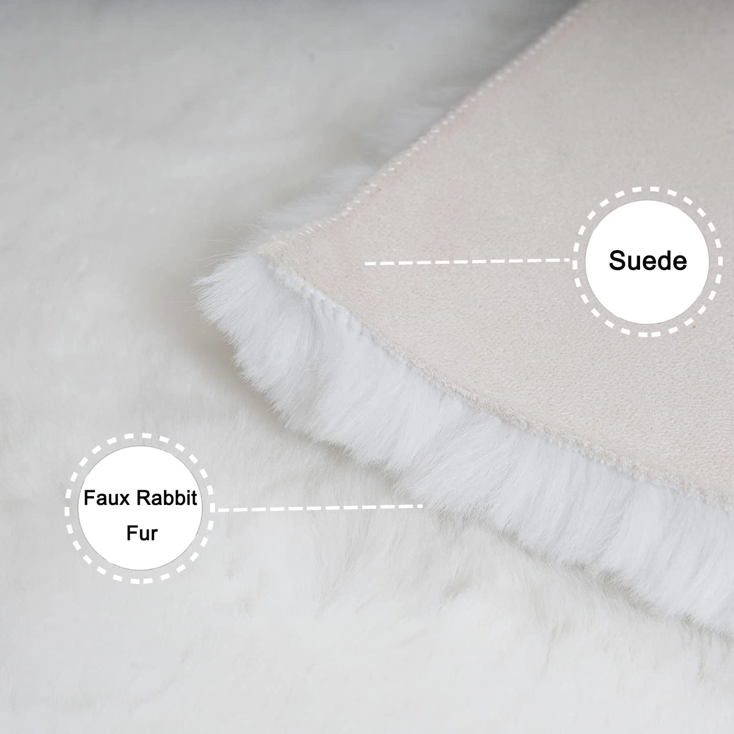 Ghouse Ultra Soft Faux Rabbit Fur Rug 3x5, Machine Washable Area Rugs for Bedroom Fluffy Rugs for Living Room, No-Shedding Carpet Sheepskin Rug White