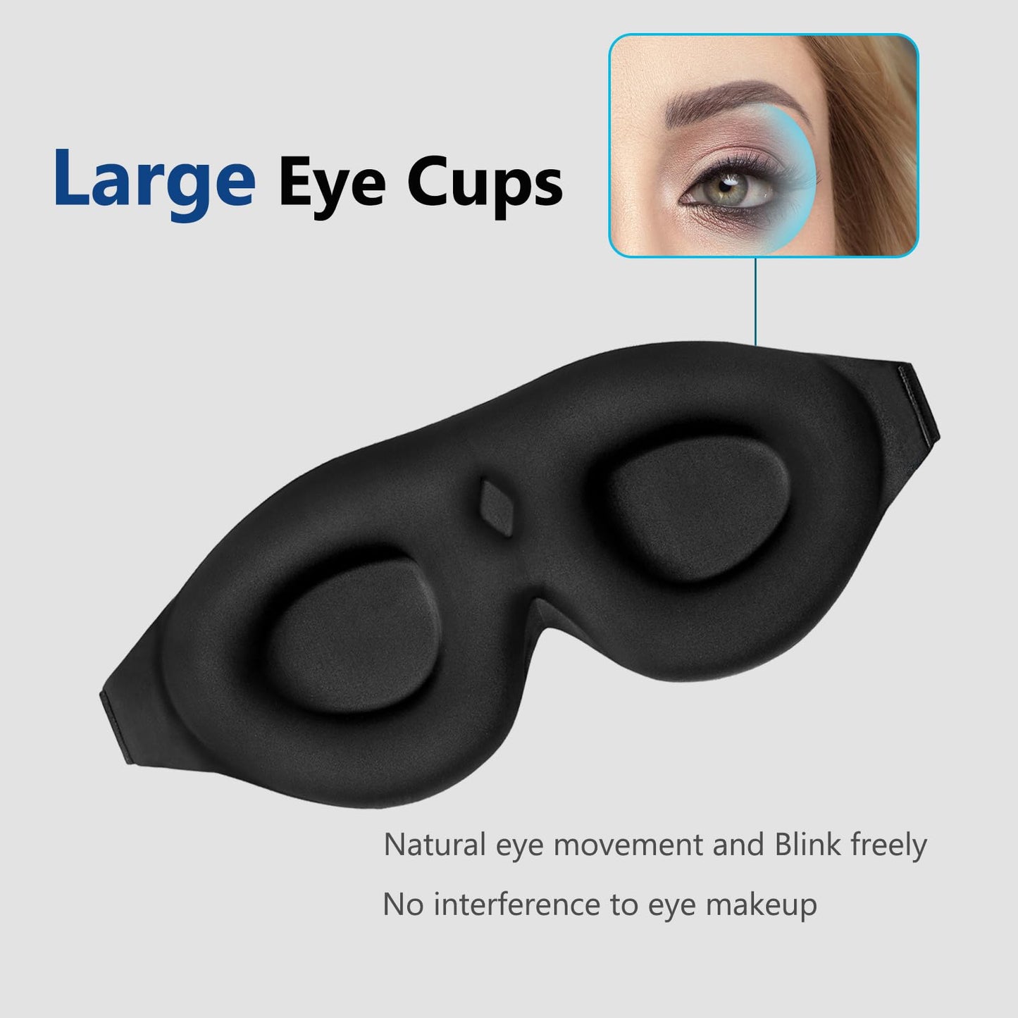 Alaska Bear Sleep Mask for Side Sleepers 2022 Headband Design, Cup-Shaped and Extra-Soft, 100 Blackout Eye Mask Shades Cover for Men and Women Home or Travel, Machine Washable, Black