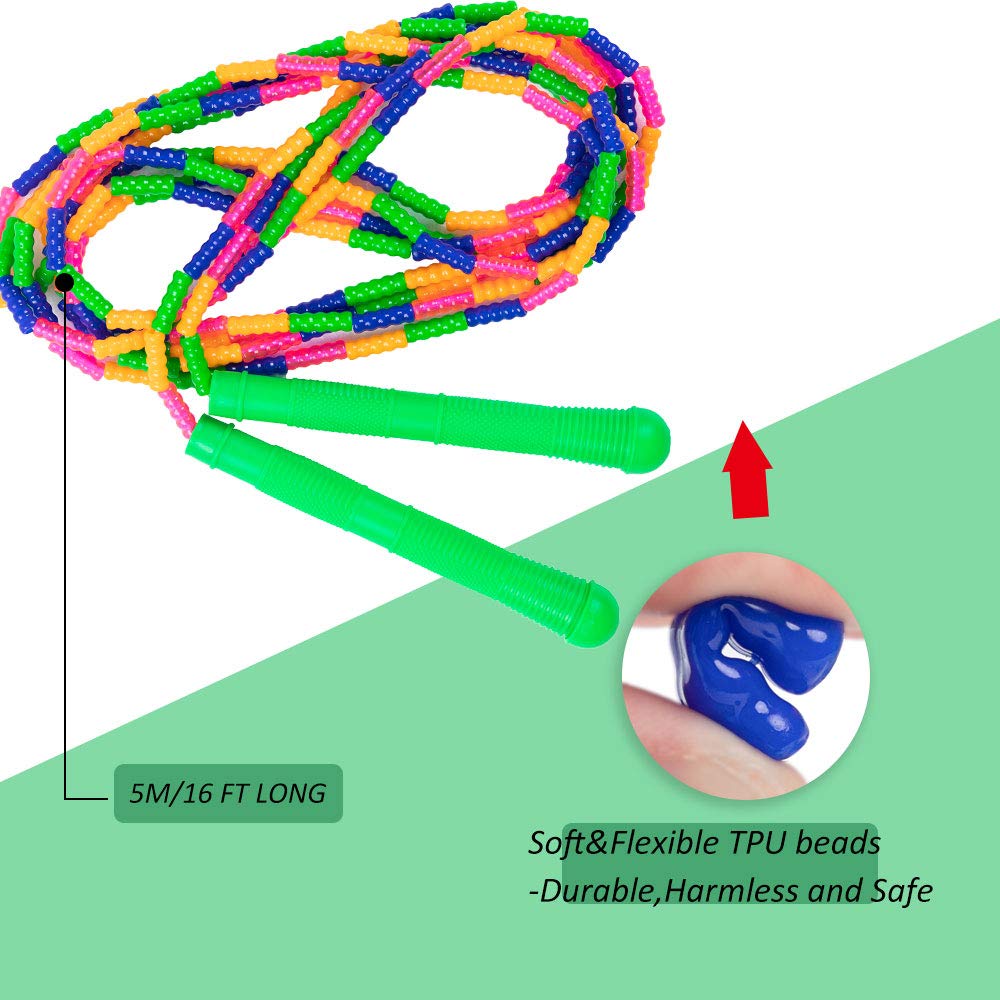 Long Double Dutch Jump Rope 16 Ft 2 Pack, Jump Rope for Kids Adults, Beaded Segmented Skipping Rope