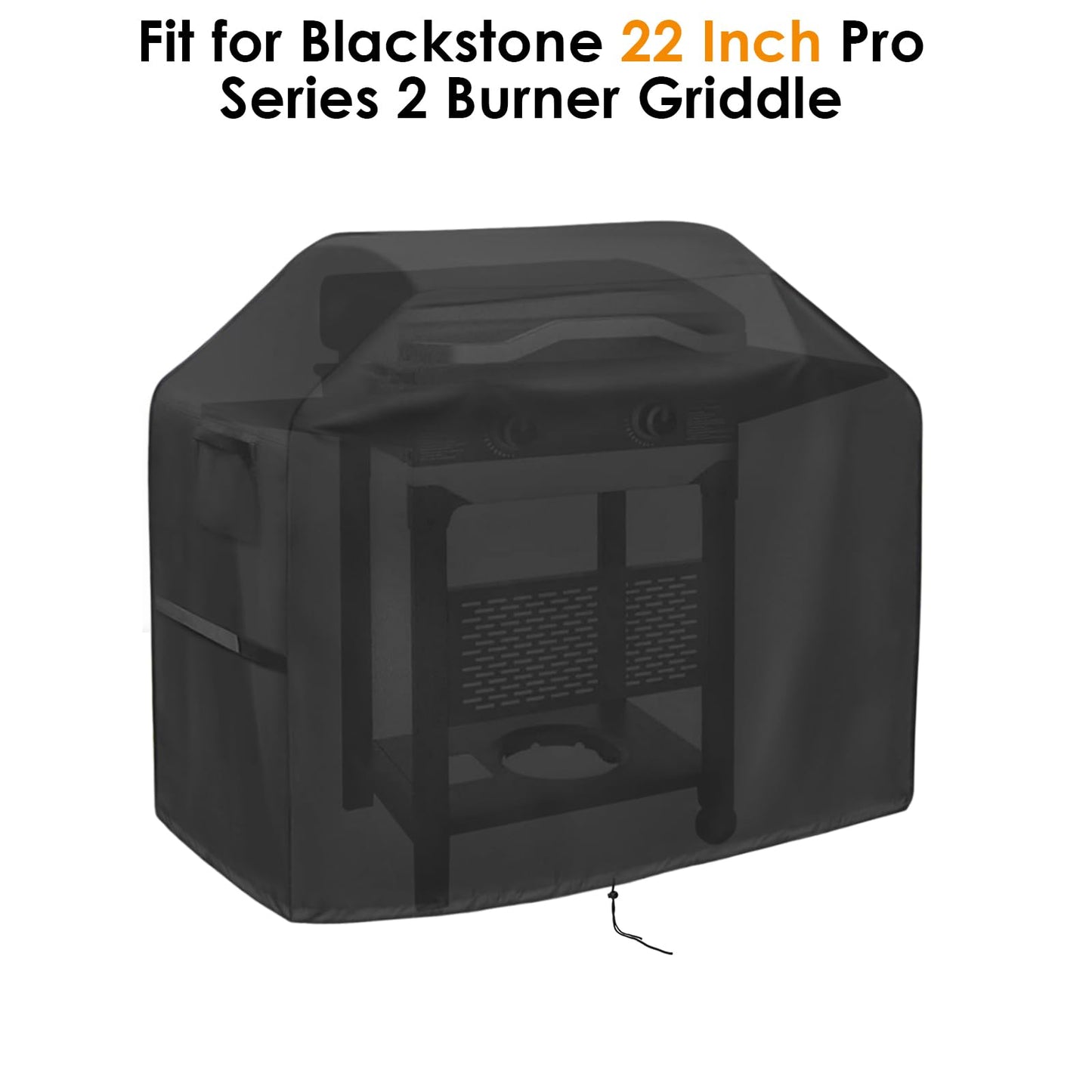 Agustone Grill Cover for Blackstone Pro Series 2 Burner 22 Inch Griddle with Double Shelf, Outdoor Waterproof BBQ Covers for Model 2165 2414, Propane Gas Grill Cover