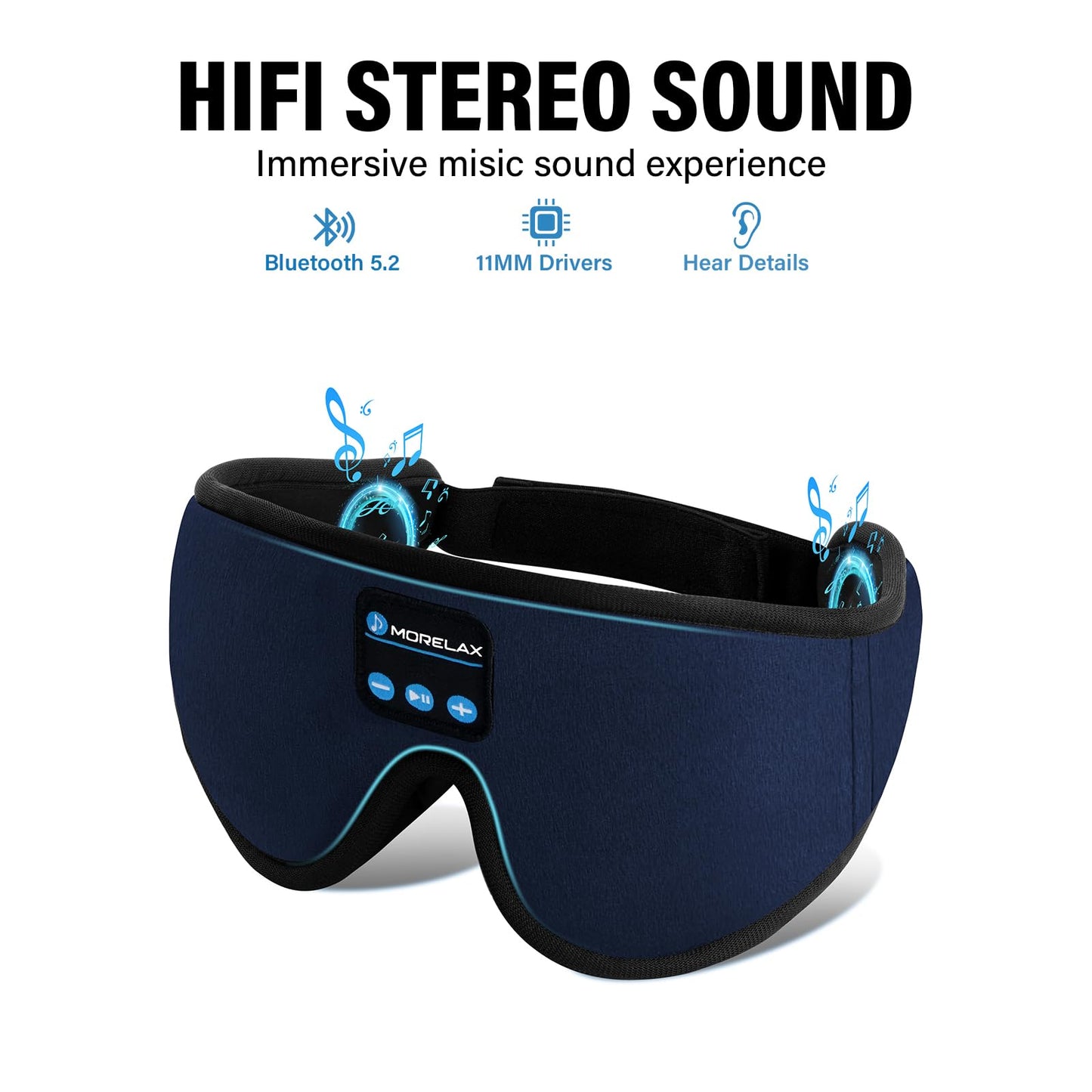 Sleep Headphones,Sleep Mask for Side Sleeper,3D Eye Mask for Sleeping with Stereo Speakers,Bluetooth Headphone,Perfect for Gifts for Women/Men Black
