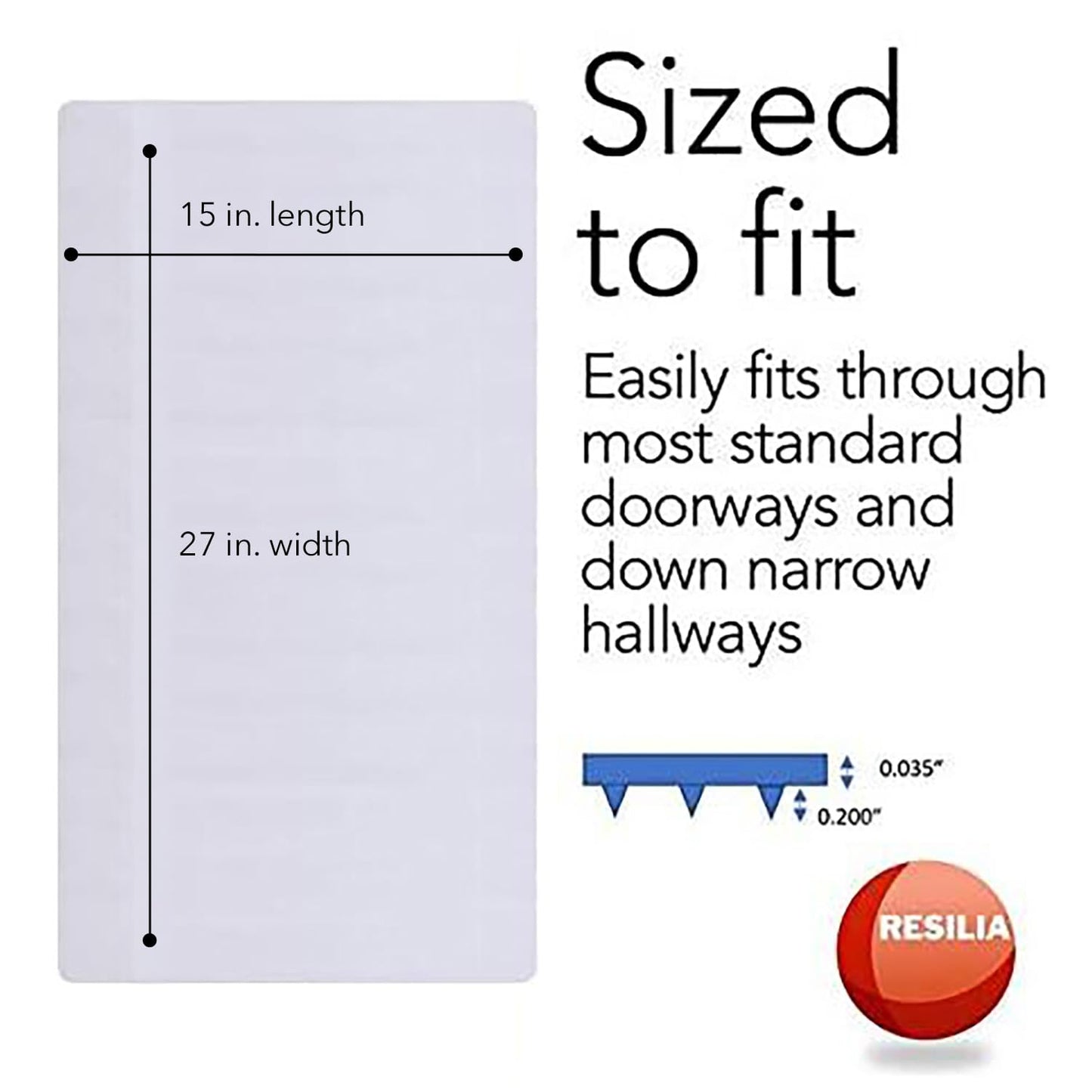 RESILIA Deep-Pile Carpet Runner - Plastic Vinyl Carpet & Rug Protector, Waterproof Clear Vinyl Floor Runners, 27 Inches Wide x 15 Inches Long, Made in The USA