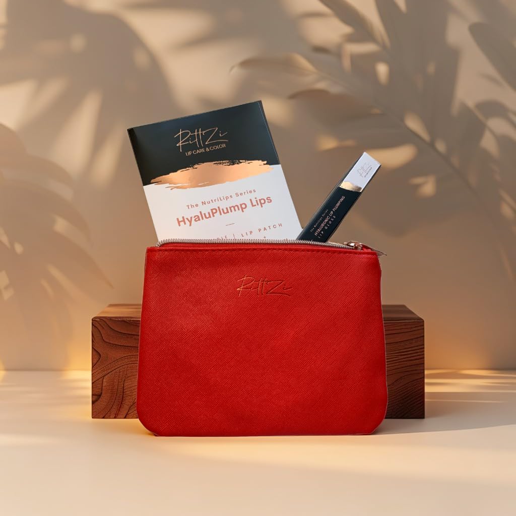RITTZI Radiant Rouge Cosmetic Bag - Slim Makeup Organizer