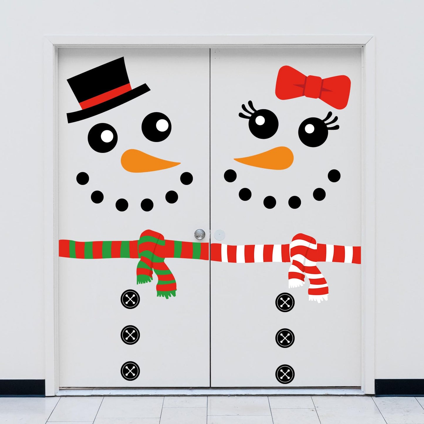 JarThenaAMCS 2 Sheet Christmas Snowman Door Stickers Removable Winter Snowman Wall Decals Large Xmas Mural Stickers for Home Window Door Refrigerator Decor