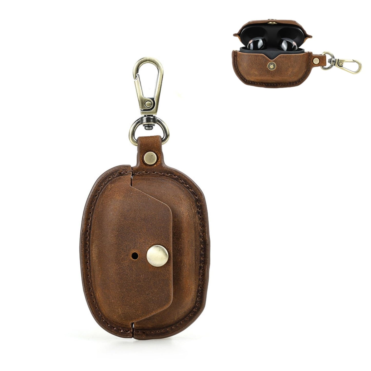 TSVSXS Leather Case Compatible with Sony WF-1000XM5, Cute Soft Genuine Leather PU Protective Case Cover Compatible with Sony WF-1000XM5 with Keychain