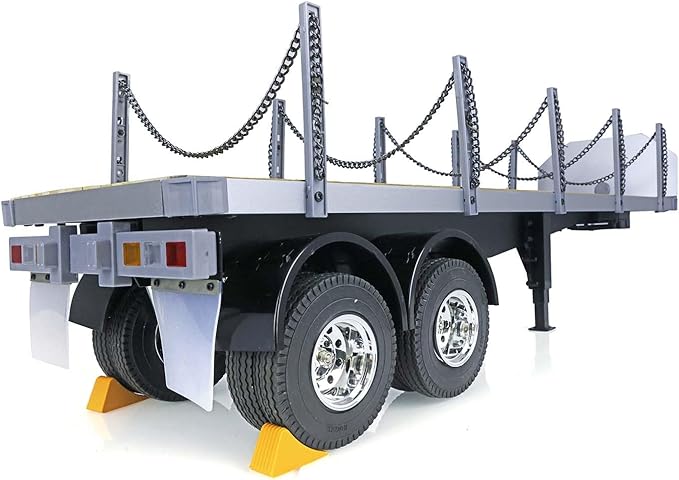 US in Stock RC Tractor Flatbed Semi Trailer Truck 1/14 2Axle Compatible with DIY Tamiya Construction Vehicle Model
