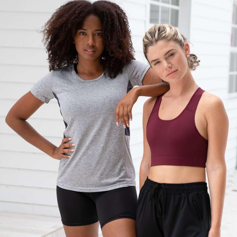 Real Essentials 5 Pack: Women's Short Sleeve T-Shirts Workout Tops Fitness Pilates Gym Activewear Athletic, Set 7, L, Pack of 5