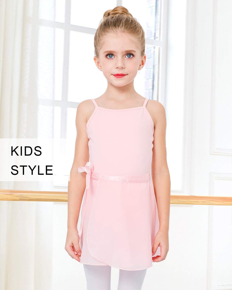 Stelle Ballet Skirts for Girls Toddler Dance Skirt Chiffon Kids Ballet Wrap Skirts (Pink (Adjustable Tie), 7-9 Years)