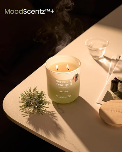 M&SENSE Pine Cedarwood Holiday Candle for Home, 14.1oz 80 Hours Non Toxic Natural Soy Wax Woody Scent Long Lasting Aromatherapy Candles for Winter