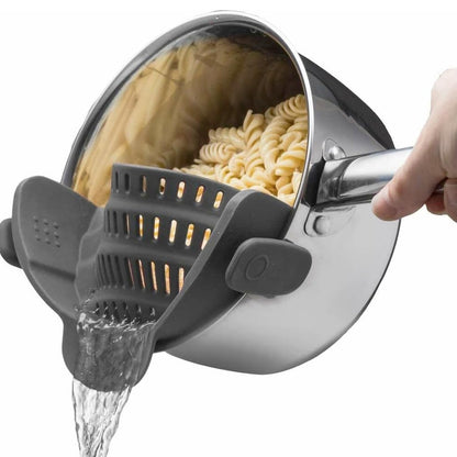 Kitchen Gizmo Snap N' Strain Clip On Strainer for Pots and Pans - Collapsible Silicone Pasta Strainer and Kitchen Gadget for Cooking - Easy to Use, Heat Resistant and Space Saving Colander - Green