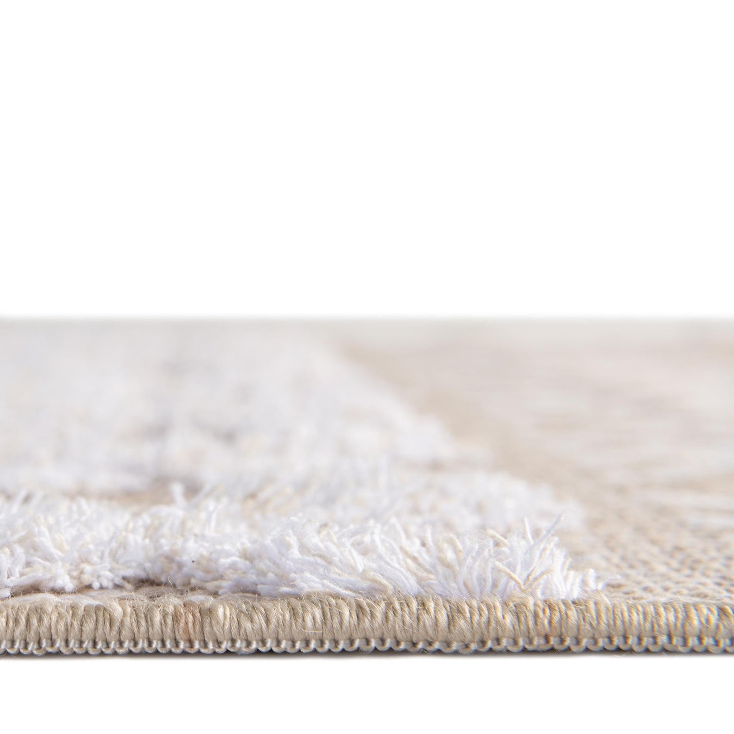 Rugs.com - Sabrina Soto Casa Rug – 5' 3 x 8' Beige Cotton Textured Rug – Modern Tribal Design for Living Rooms, Bedrooms, and Offices