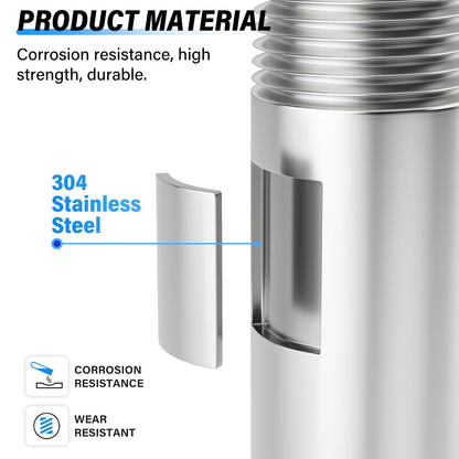 TAILONZ PNEUMATIC 1" NPT Male x 1" NPT Male 304 Stainless Steel Pipe Nipple, 12" Length Cast Pipe Fitting, Threaded Connector（Pack of 3）