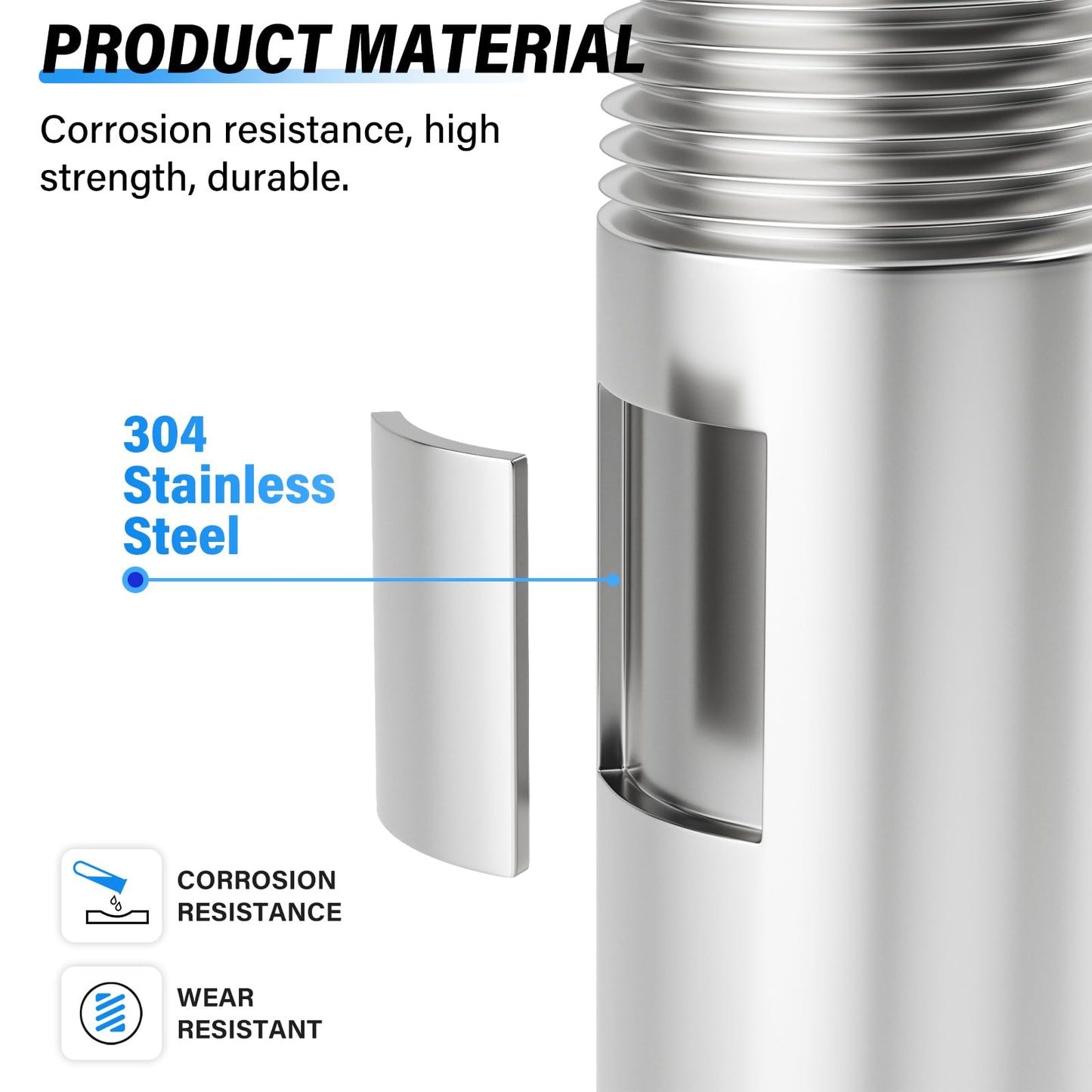 TAILONZ PNEUMATIC 1/4" BSP Male x 1/4" BSP Male 304 Stainless Steel Pipe Nipple, 4" Length Cast Pipe Fitting, Threaded Connector（Pack of 3）