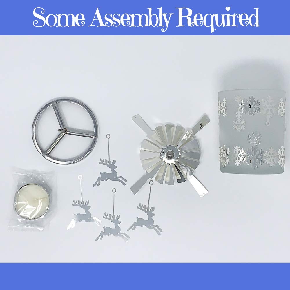 Reindeer Decor - Candle Spinner - Dangling Reindeer Spin Around Snowflake Candleholder - Spinner Turns from The Heat of The Candle - 5.5" H x 4.5" W