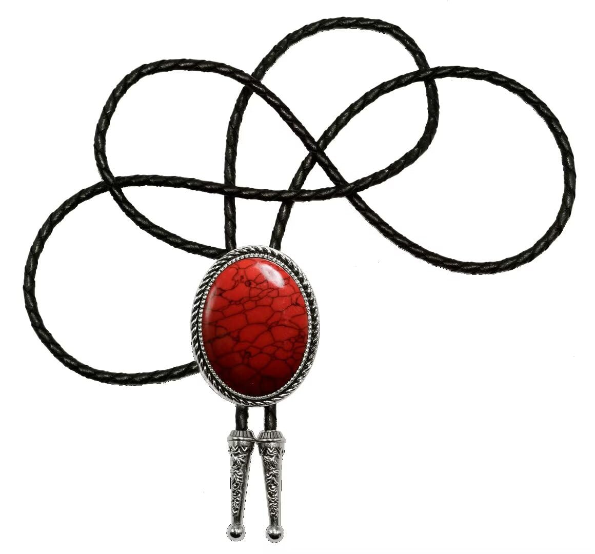 GURANSE Bolo tie With Natural Stone Stripes Round Cowboy Western Style Necktie More Color