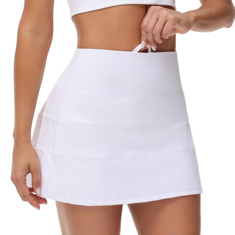 MCEDAR Pleated Tennis Skirt for Women with Pockets Women's High Waisted Athletic Golf Skorts Skirts for Running Workout Shorts（White，4）