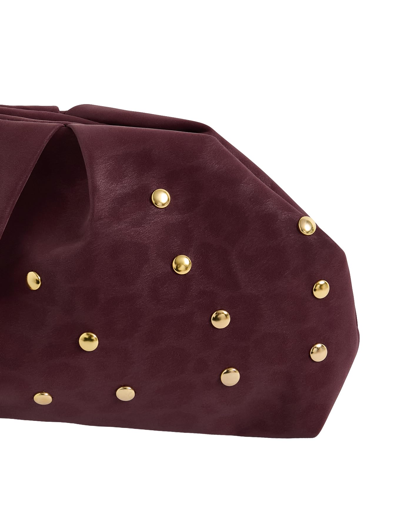 QWINEE Women's Elegant Studded Clutch Bag Magnet Ruched Bags Retro Vintage Evening Handbag Burgundy Leopard One Size