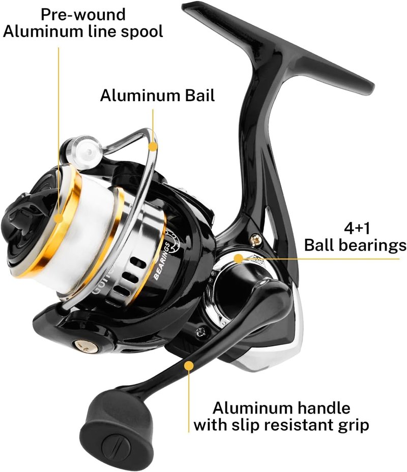 Gonex Ice Fishing Rod Reel Combo - Medium Light Carbon Fiber Kit with Spinning Reel & Folding Stool | Portable Winter Fishing Gear