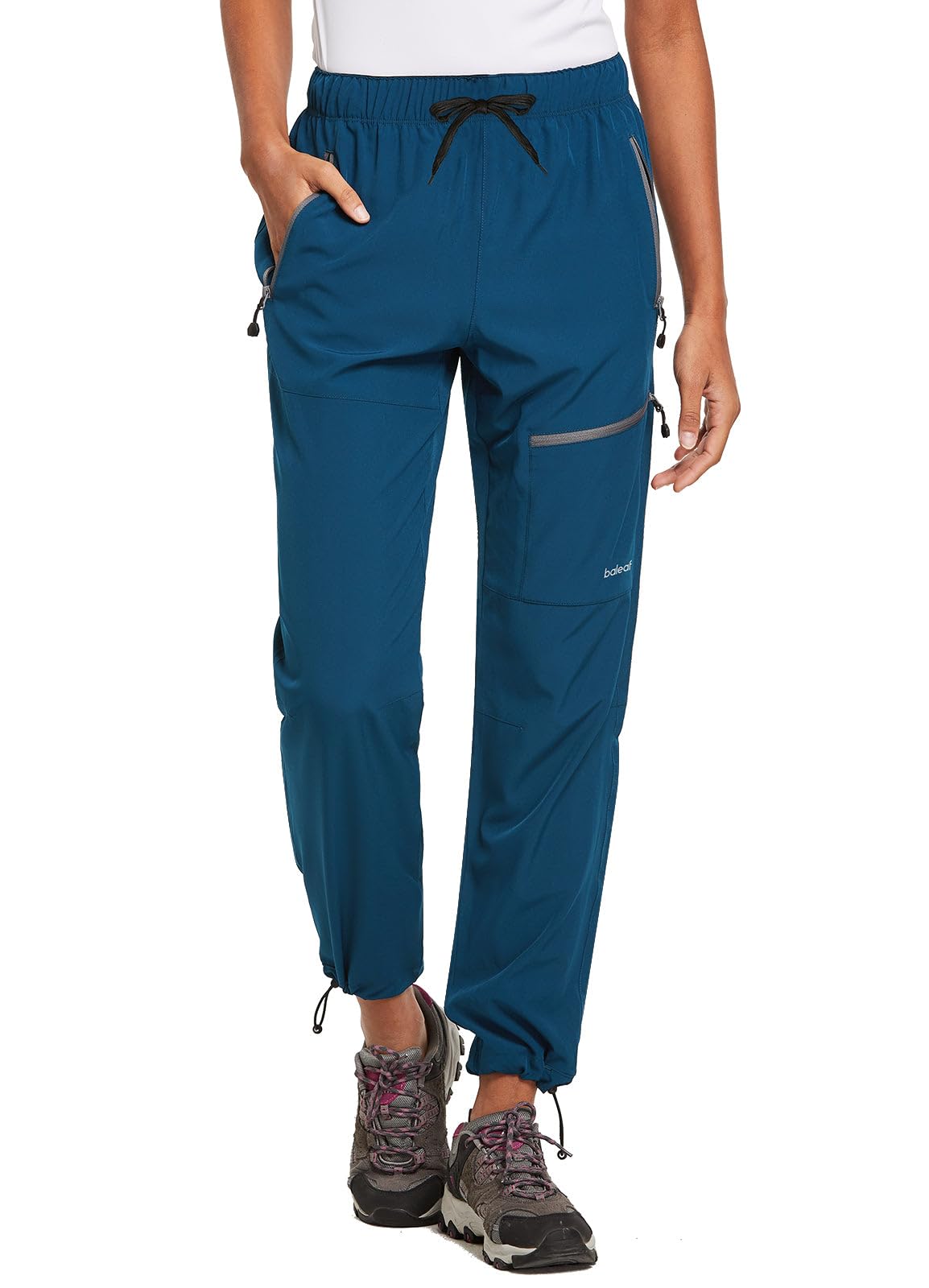 BALEAF Women's Hiking Pants Quick Dry Water Resistant Lightweight Joggers Pant for All Seasons Elastic Waist Navy Blue Size S, Capri