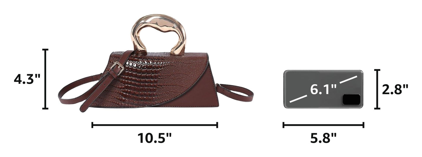 WIGUYUN Women Patent Leather Alligator Purse Crocodile Evening Handbag Clutch Bag Shoulder Cross Body Envelope Bag,Brown