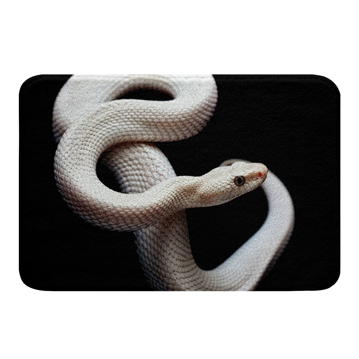 Erosebridal White Snake Bathroom Rugs for Boys,3D S-Shaped Little Dragon Reptile Bath Mat,African Wildlife Tropical Animals Bath Rugs 20"x32",Snake Hide Doormats Wild Animal Skin Bathroom Decor Black