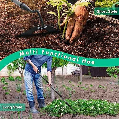 Garden Hoe for Weeding,Heavy Duty Weeding Hoe for Fast Weeds Grass Removal,Loosening Soil Digging Planting Ridging,55 Inch Long Handle,Hardened Hollow Eye Hoe Garden Tools for Garden Flower Beds