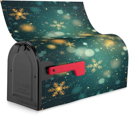 Festive Magnetic Mailbox Cover Snowflake Winter Outdoor Mailbox Protector Holiday Seasonal Decorative Garden Yard Home Large Size 25.5 x 21 Inch