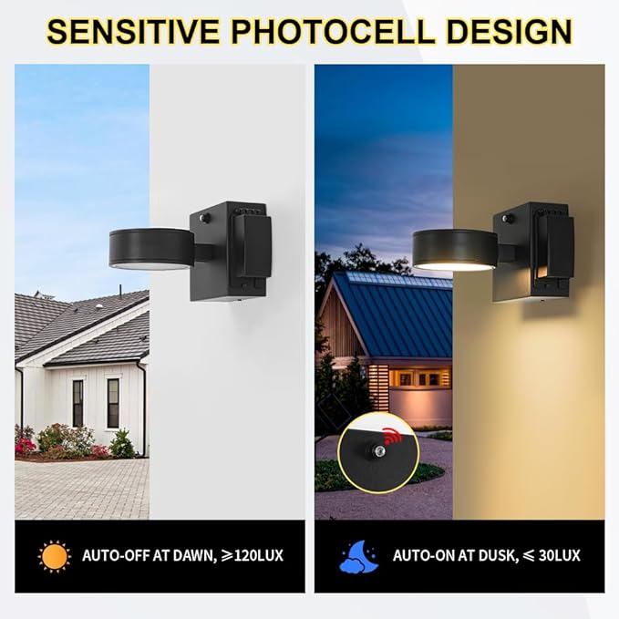 Porch Lights with GFCI Outlet, Dusk to Dawn Outdoor Wall Light with Outlet, LED Aluminum Exterior Light Fixture Waterproof, Outside Lights for House, Front, Door, Patio, Garage