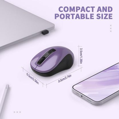 LeadsaiL Wireless Computer Mouse, 2.4G Portable Slim Cordless Mouse Less Noise for Laptop Optical Mouse with 4 Buttons for Laptop, Desktop, MacBook