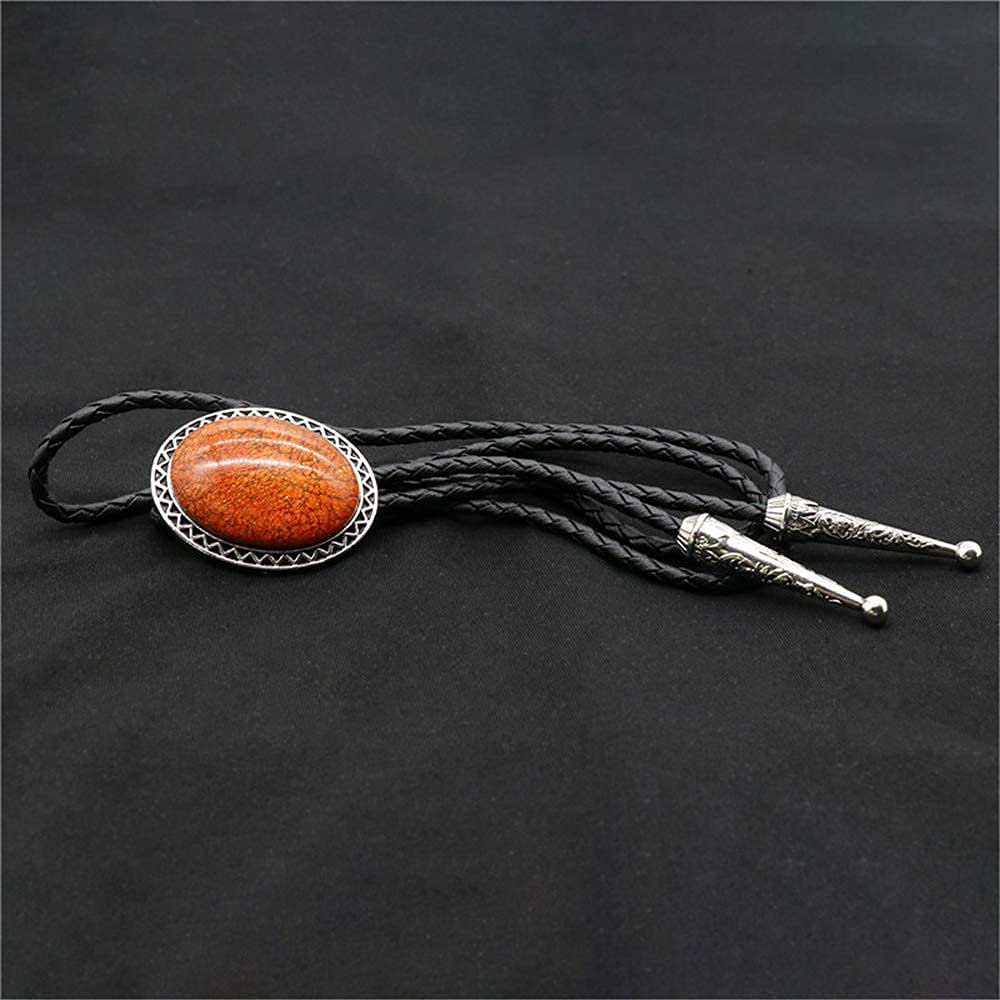 Himongoo Bolo Tie for Men & Women – Orange Coral Stone Western Necklace, Adjustable Cowboy Wedding Jewelry