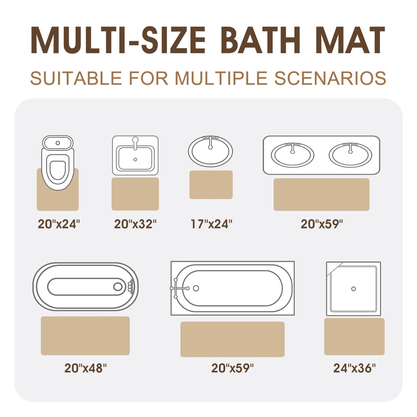 ACCUMTEK Memory Foam Bath Mat, Ultra Soft Absorbent Waffle Bathroom Rugs, Super Non-Slip PVC Backing Bath Rug Quick Dry, Machine Washable Rug for Tub, Shower, Home Decor Accessory, 32" x 20", Beige