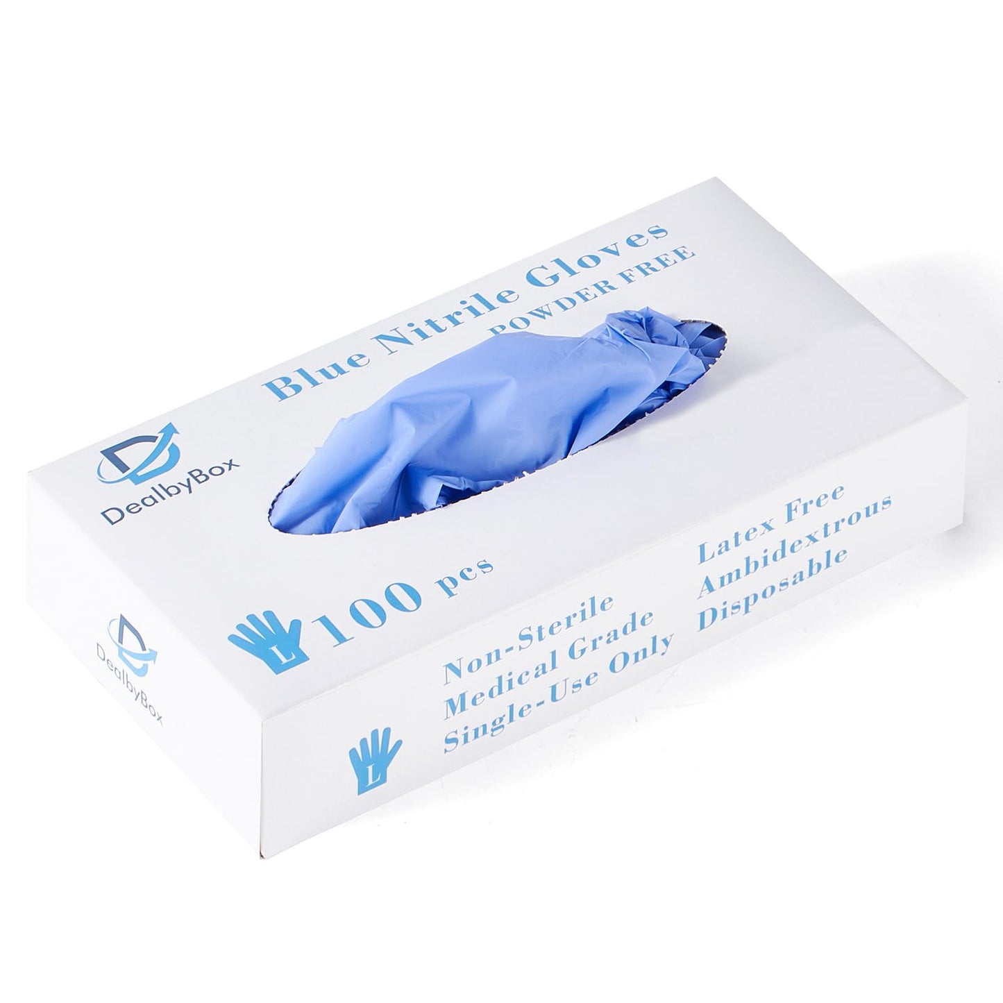 DealbyBox 500 Pack Disposable Gloves, Powder-Free, Latex-Free, Nitrile Gloves for Cooking, Food Prep, Household Cleaning (Blue, Large)
