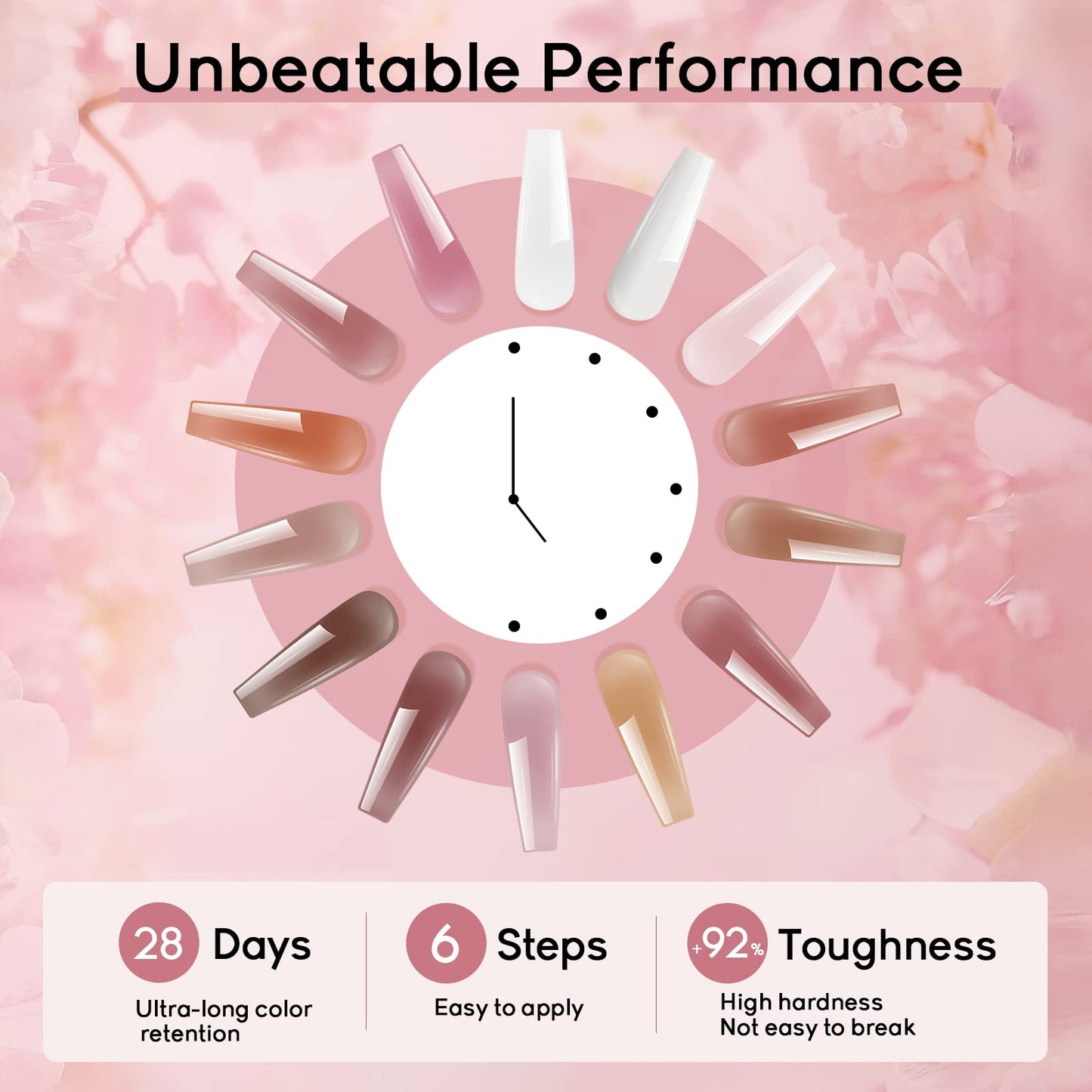 JEWHITENY Poly Extension Gel Nail Kit 14 PCS Poly Gel Kit with Slip Solution and Mini Lamp Nail Art Design Beginner