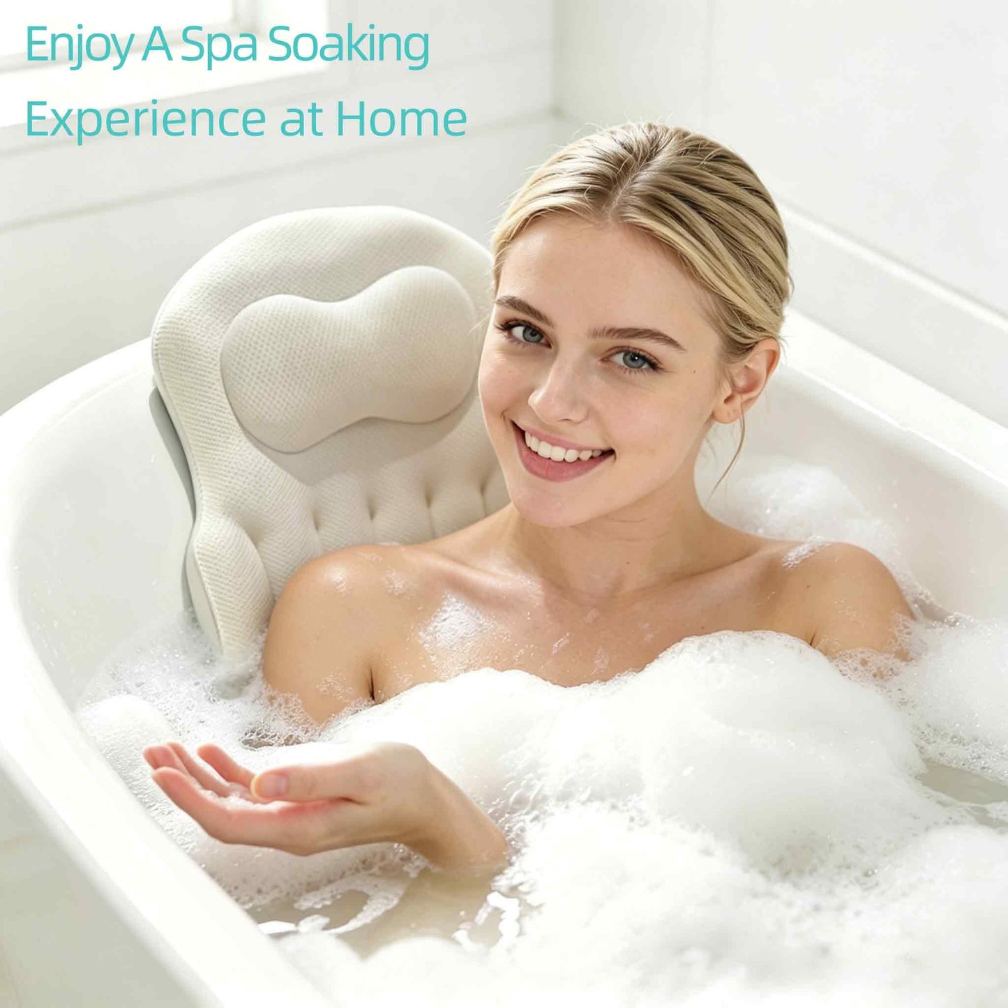 RWUSX Bath Pillows for Tub Full Body, Luxury Bathtub Pillow Cushion, Bubble Bath Mat for Tub Spa
