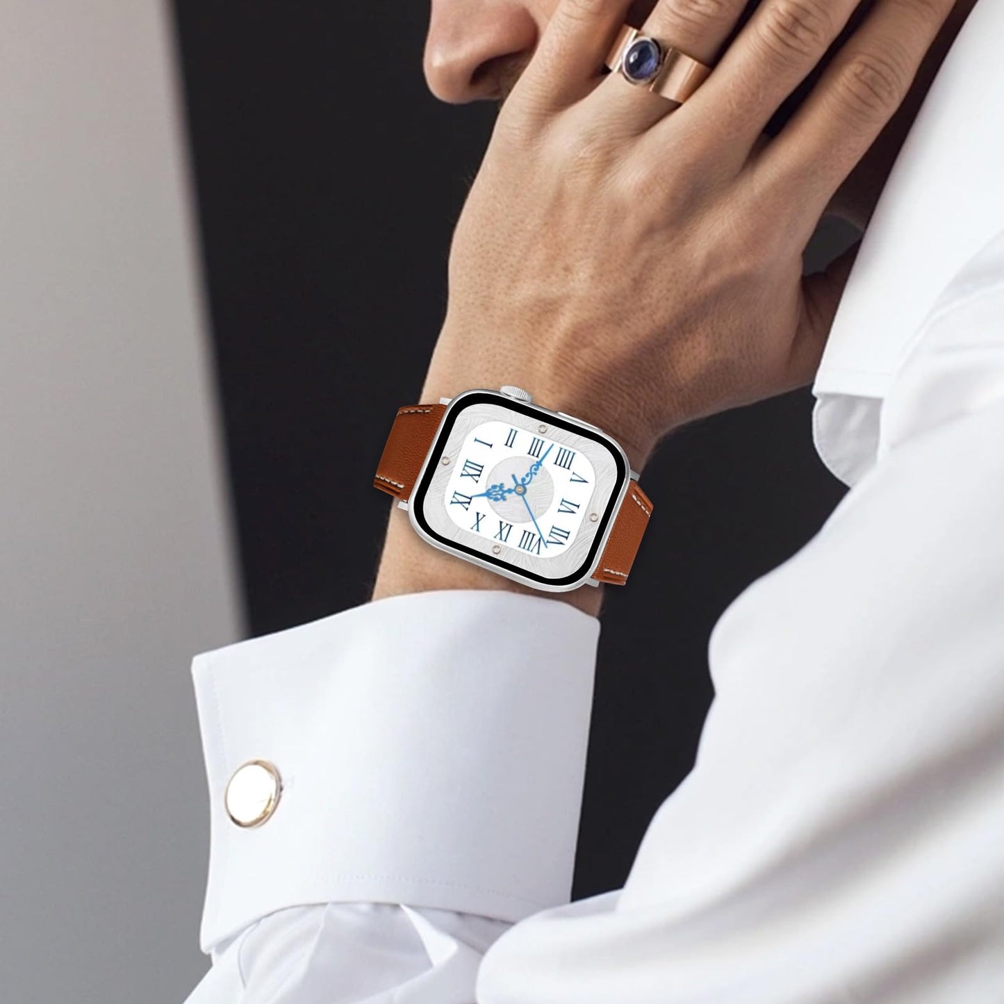 Premium Italy Leather Bands Compatible with Apple Watch Band 40mm 38mm 41mm 42mm 44mm 45mm 46mm 49mm Women Men, Leather Smartwatch Replacement Straps for iWatch Series Ultra SE 11 10 9 8 7 6 5 4 3 2 1