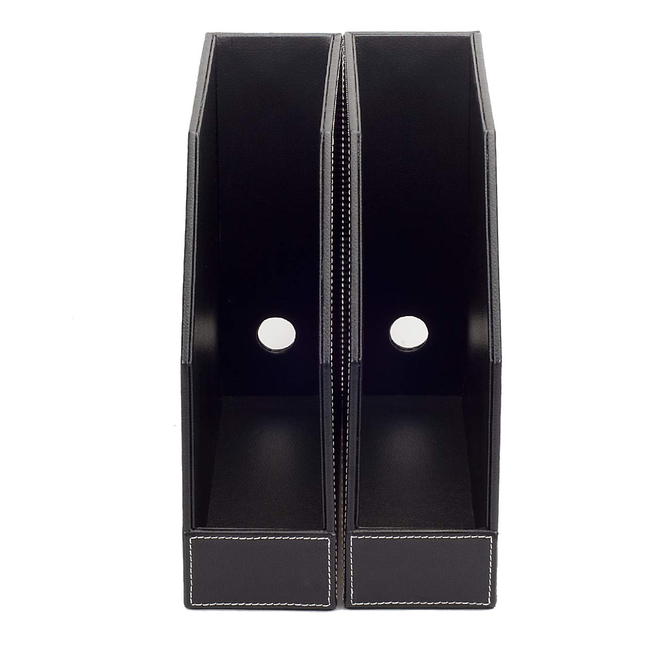 MobileVision Executive Leather Vertical File Folder Holder & Office Product Organizer, Store Files, Magazines, Notepads, Books and more, 2 Pack Combo Set