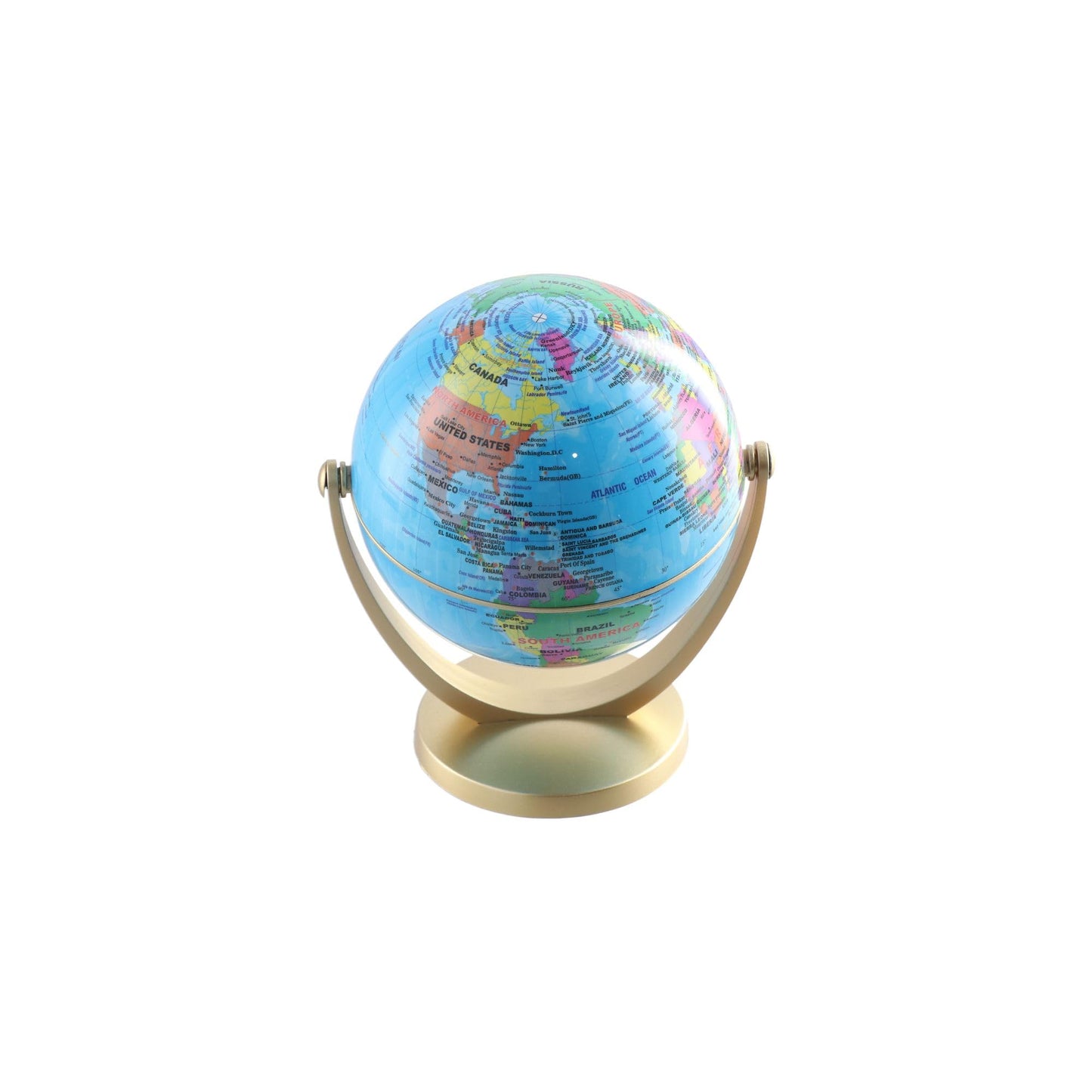 Leadigol 12cm World Globe with Stand, World Globe with Round base,360° Horizontal Rotation World Map with Clear Text Markings,Political Map Classroom Learning,Blue
