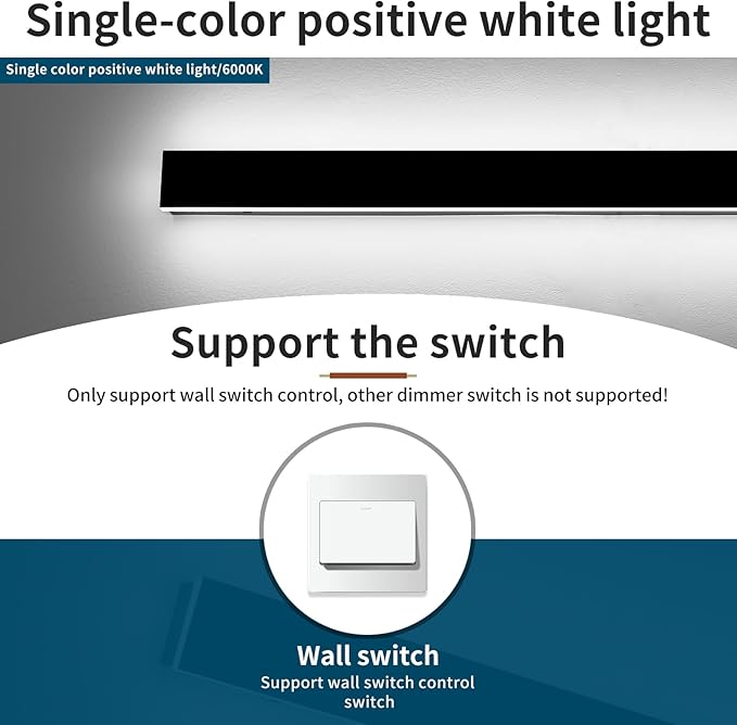 31.4inch Modern Outdoor Wall Sconce, 6000K Cold White LED Outside Wall Light Fixture, IP65 Waterproof, 31W, Black Minimalist Exterior Lighting Patio Lamp for House, Porch, Garage, Garden