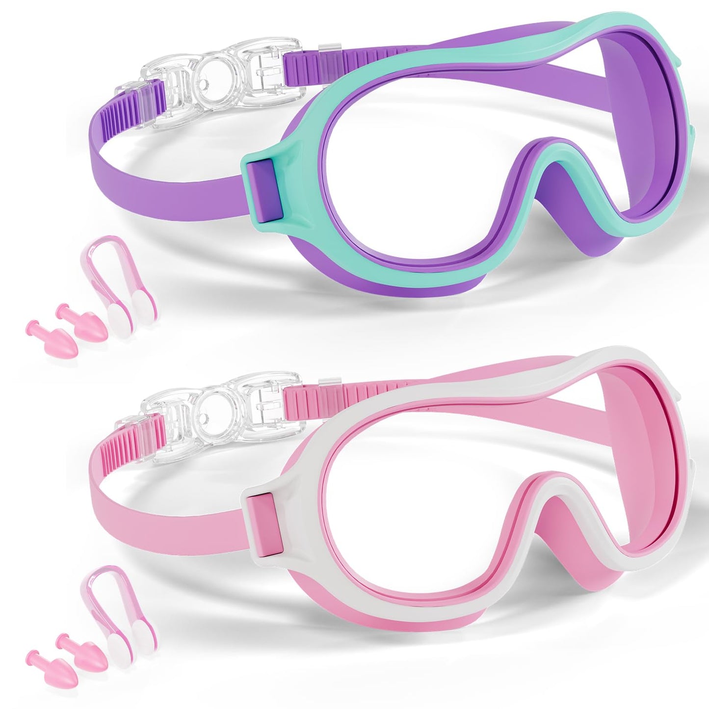 Aegend 2 Pack Swim goggles for Kids 3-15, Anti-Fog Anti-UV Wide Vision Waterproof, No leak Swimming goggles for Boys Girls