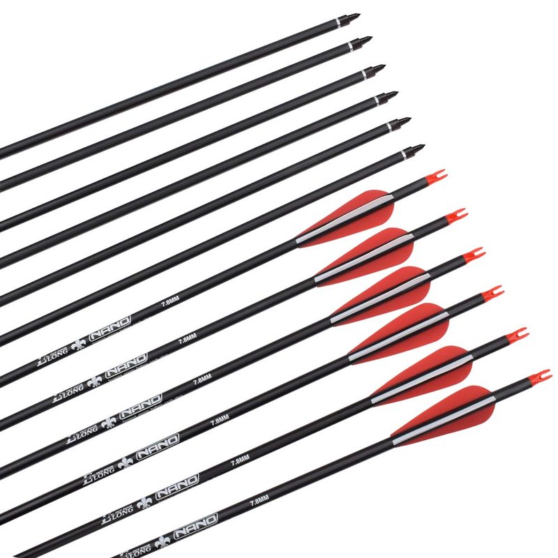 YLSIO Archery Carbon Arrow Hunting Target Practice Arrows 26 Inch with Removable Tips for Compound & Recurve Bow Spine 500 6PCS