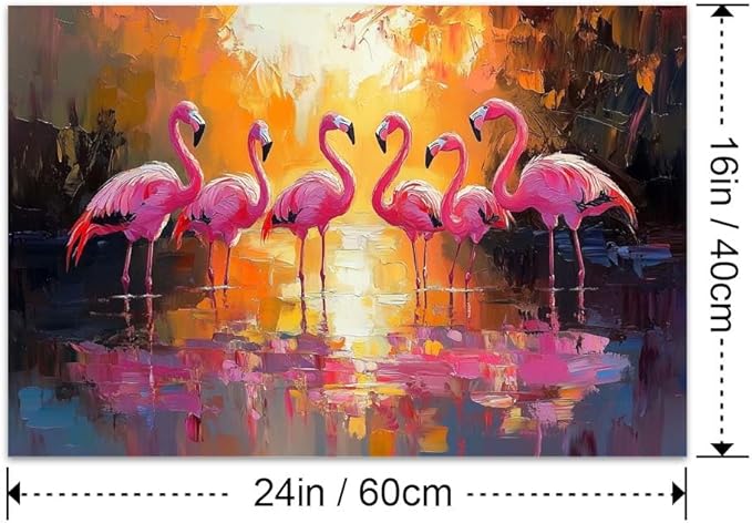 Yesad Flamingo Wall Art - Tropical Flamingo Canvas Prints for Living Room, Bedroom, Office - Animal Lover Gift - Unframed, 24'x16'