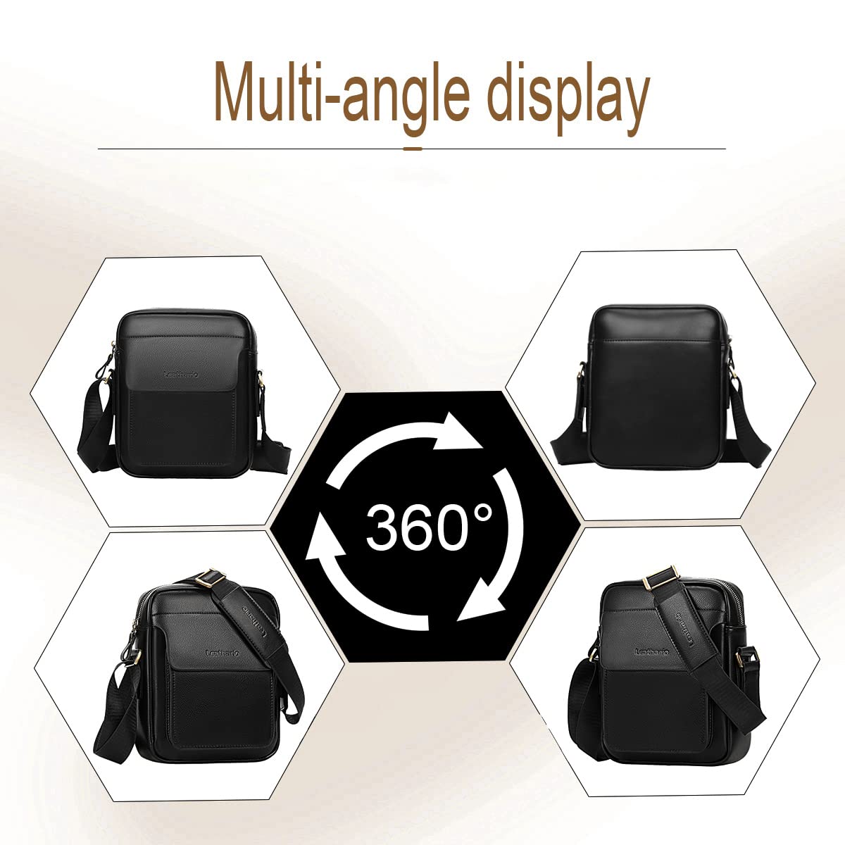 Leathario Crossbody Bag For Men Vegan Leather Shoulder Messenger Purse Sling Satchel Bag For Work Business Travel
