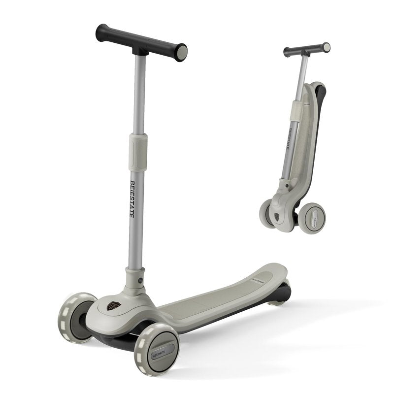 BEIESTATE 3 Wheel Scooter for Kids Ages 3-18, Up to 220 Lbs, Kids Scooter with Adjustable Lean-To-Steer Switch, Foldable, Lightweight, Wide Anti-Slip Deck, Adjustable Height Handlebar, Light-Up Wheels