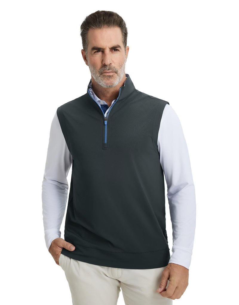 M MAELREG Men's Golf Vest Dry Fit Stretch Moisture Wicking Layer Lightweight Casual Vests Mens Pullover Quarter Zip