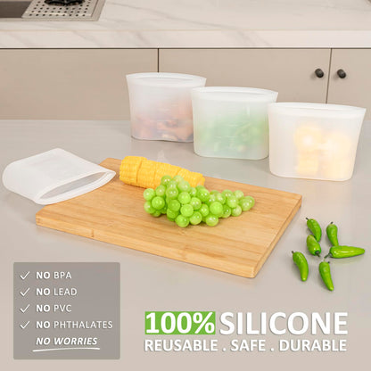 Reusable Food Bags, 12 Pack 100% Silicone Food Storage Bags Stand Up Zip Lock Container, Freezer Microwave Oven Dishwasher Safe, 4 Medium 4 Small 4 Extra Small, Aqua