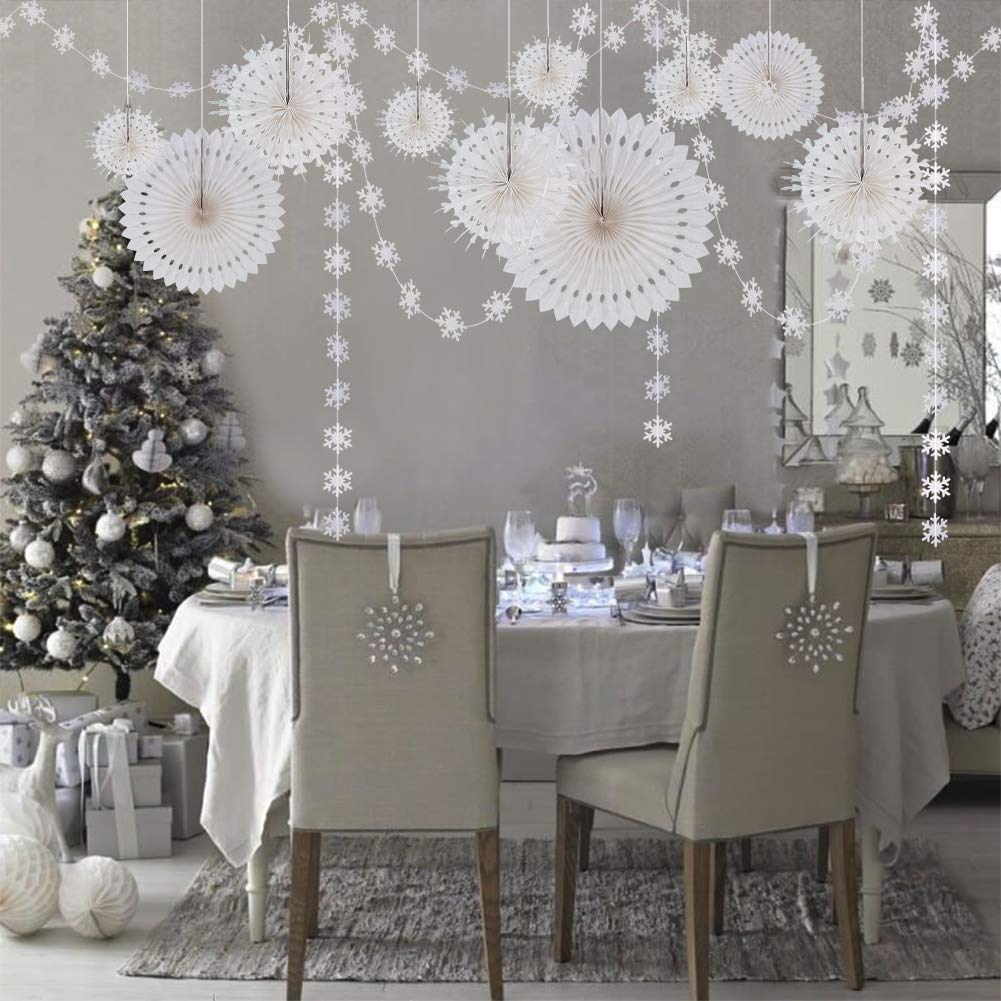 Decor365 Winter Wonderland Snowflake Party Decorations Hanging Paper Paper Fan Snowflakes Guirnaldas Decoración para/Frozen Birthday/Baby Shower/Wedding Party Supplies