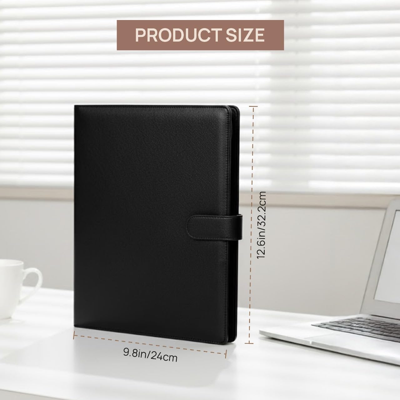 Professional Padfolio with Notepad Included | Faux Leather Portfolio Folder with Clipboard, Resume Folder, Legal Pad Holder, Business Card Holder | A4 Letter Size | Black