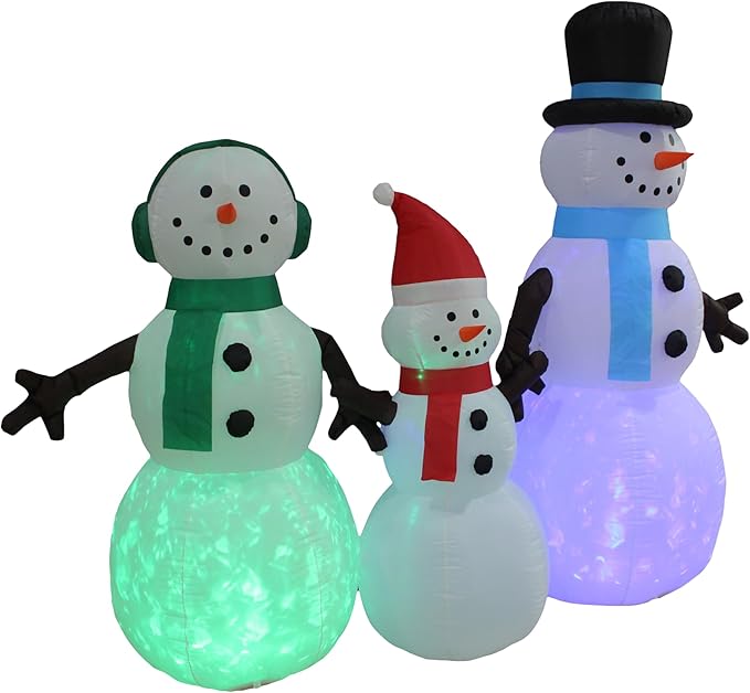 8 ft Wide Snowman Family w/Prism Lights